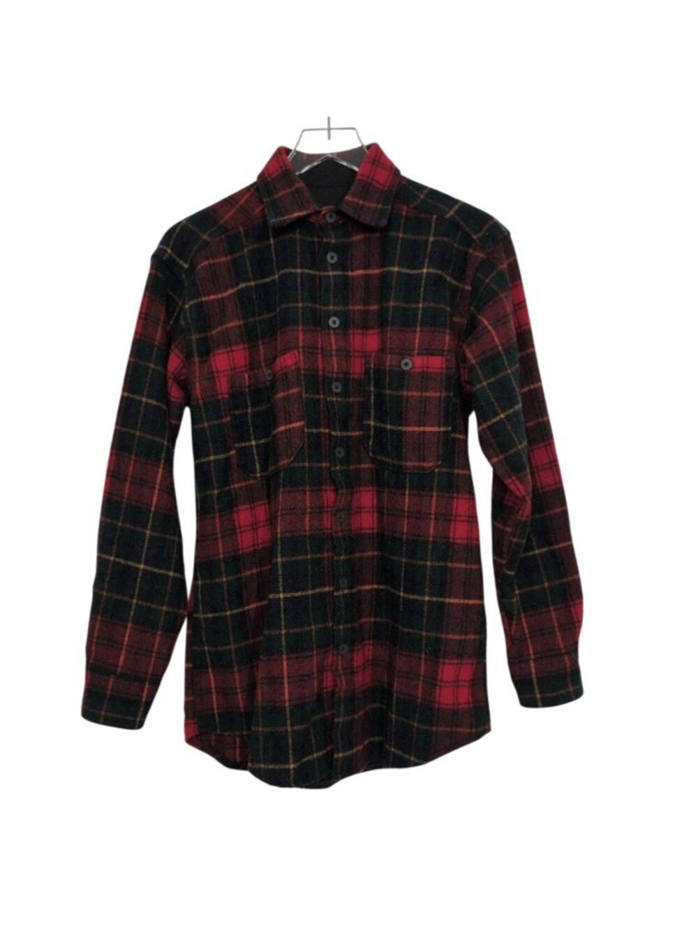 Vintage Woolrich Plaid Shirt Mens Size Medium Red Green Wool Blend Button Front